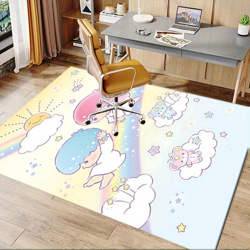 Коврик для офиса "Little Twin Stars", Коврик "Kawaii" с противоскользящей основой, Машинная стирка, для гостиной, спальни, офиса, Различные размеры, Коврик для спальни, Декоративный коврик