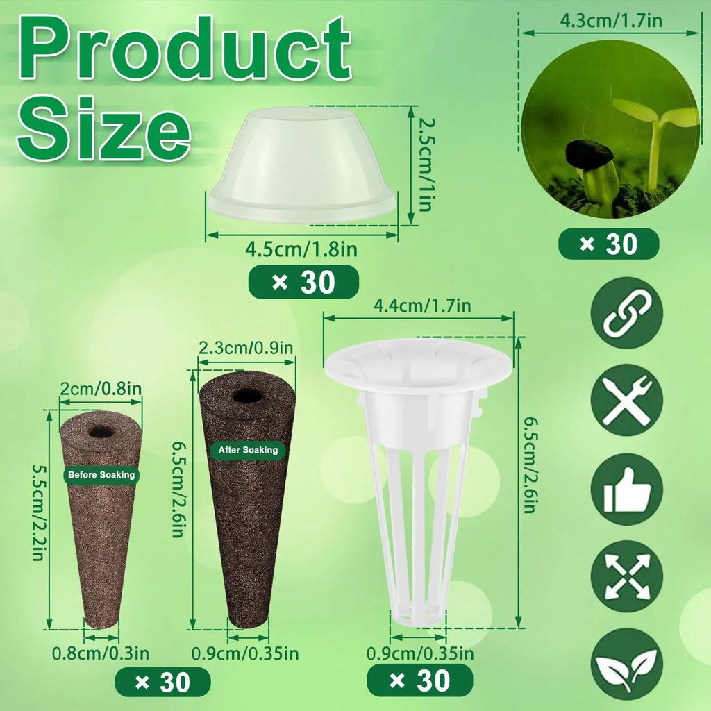 Hydroponic Garden Accessories Pod Kit With Grow Baskets Transparent Insulation Lids Plant Grow Sponges for Seed Starting System