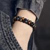 1/2 String Natural Tiger Eye Stone Braided Bracelet, Men's Beaded Bracelet, Simple Style Black Magnet Bracelet