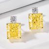 Huitan Versatile Charming Women Stud Earrings Inlaid Bright Geometric Yellow CZ Fashion Accessories for Wedding Party Zircon