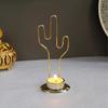Golden Round Candle Holder Decorative Cactus Shape Iron Candlesticks for Parties