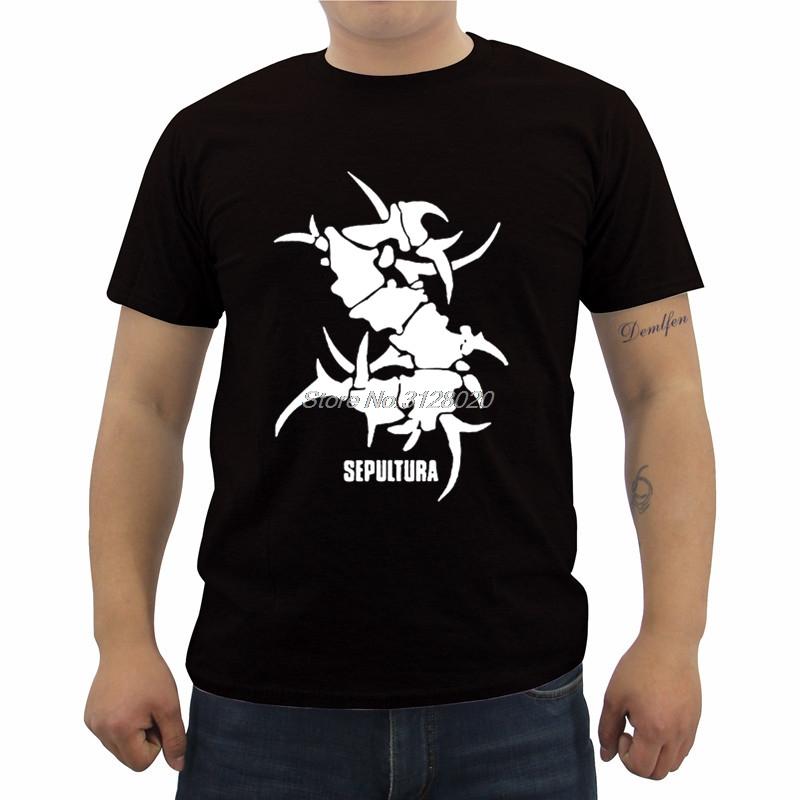 Sepultura Tribale Print T Shirt Men's Cotton O Neck Short Sleeved T-shirts Summer Male Punk Roc