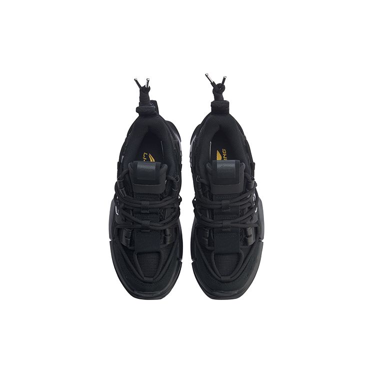 Кроссовки женские из искусственной кожи Li Ning Pangu, амортизирующие, нескользящие, износостойкие, с низким верхом, для папы, черные AGLP088-7