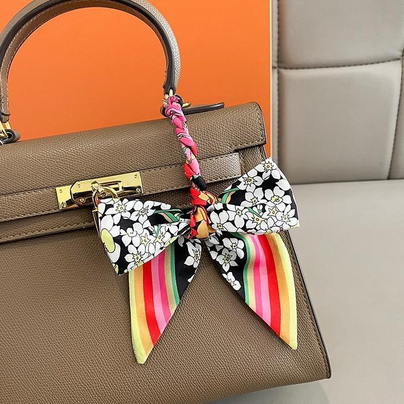 Корейский стиль Летний длинный полосатый шарф для женщин, бандана для волос, шейный галстук, универсальная печатная лента, бант, украшение, художественный аксессуар