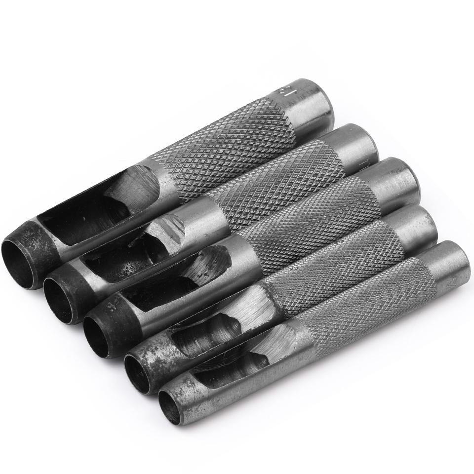 Fenrry 5Pcs 11-15mm Belt Hole Punch Kit DIY Leather Craft Punching Tools Set Steel Round Shape Hollow Puncher for Watch Band