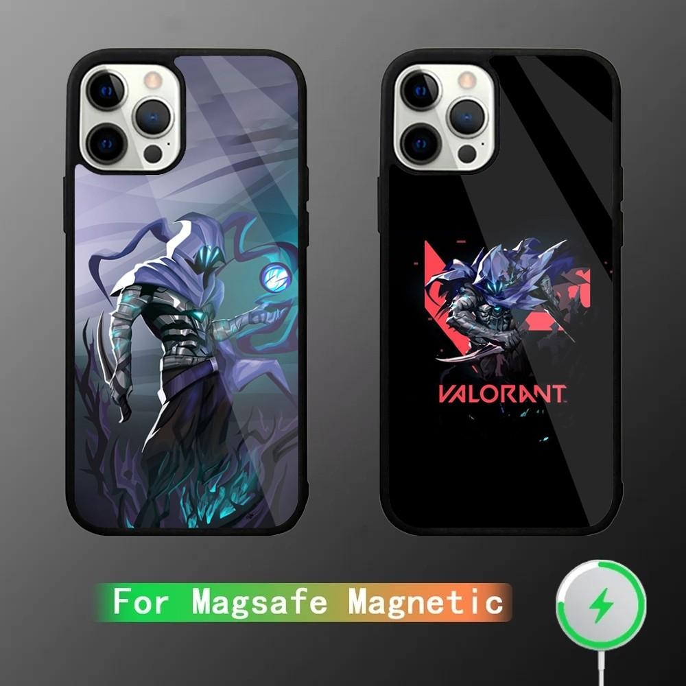 Чехол для телефона Omen V-Valorant для iPhone 16,15,14,13,12,11,Plus,Pro,Max Mini Магнитная беспроводная зарядка Magsafe