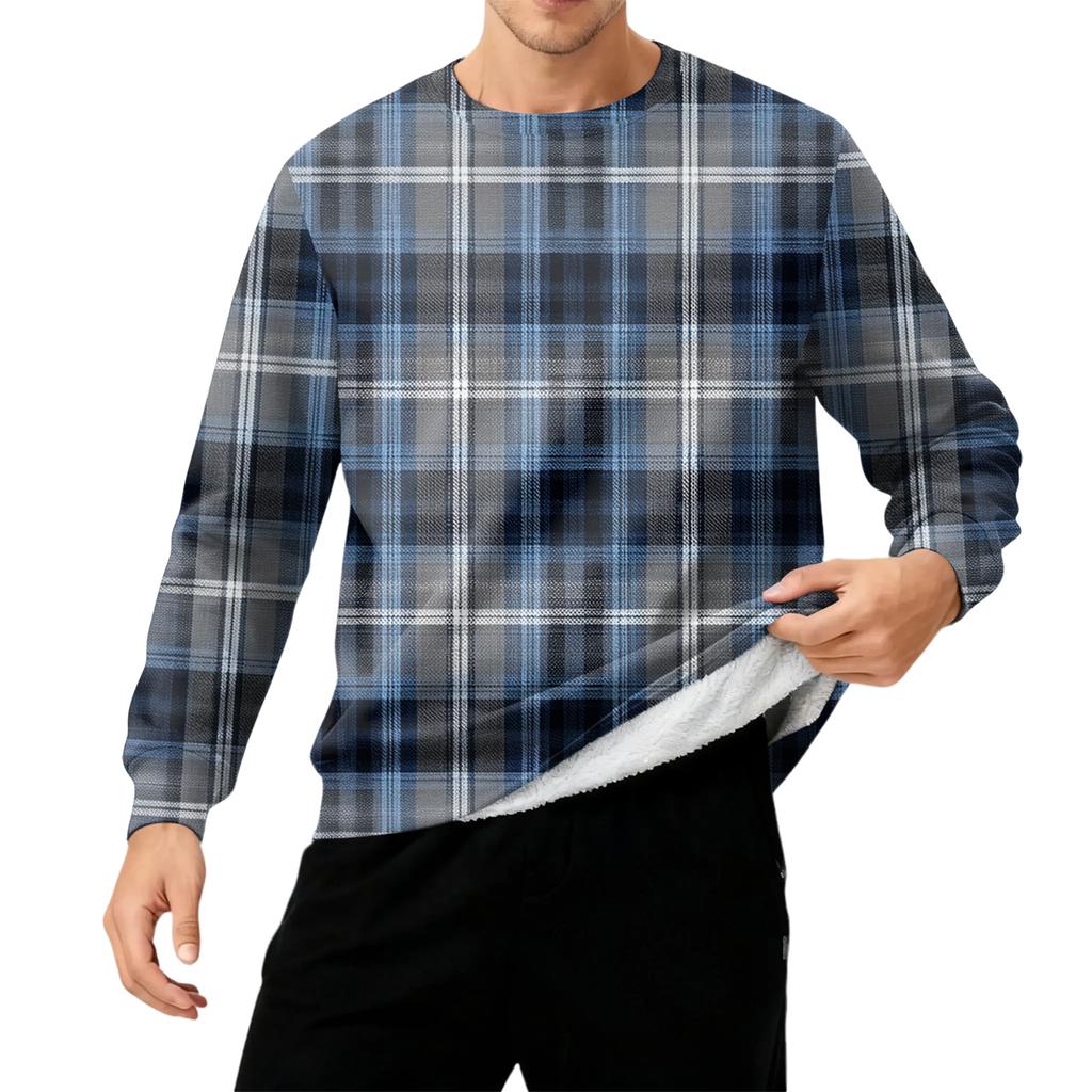 Мужская толстая теплая толстовка с флисовой подкладкой и круглым вырезом