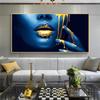 Sexy Gold Lips African Woman Canvas Paintings On The Wall Art Posters And Prints Half Face Black Girl Pictures For Living Room
