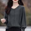 ZANZEA Women Autumn Round Neck Lantern Long Sleeve Cardigans