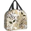Trendy Green Brown Leaves Camo Insulated Lunch Bag Cooler Thermal Waterproof Reusable Tote Bag for Travel Work Hiking Picnic