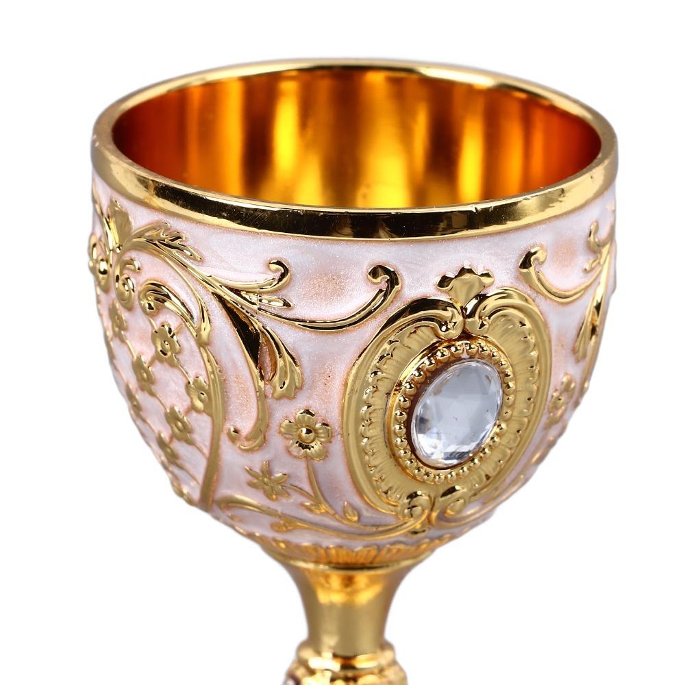 2PCS Gold White Zinc Alloy Goblet 30ml Capacity Retro Metal Cup Vintage Goblet Party Drinking
