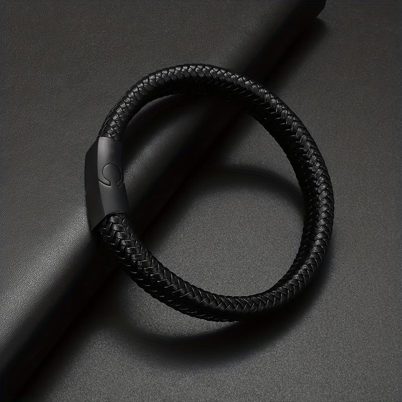 Винтажный мужской кожаный браслет с магнитной застежкой - Европейский и американский стиль, аксессуар из коровьей кожи