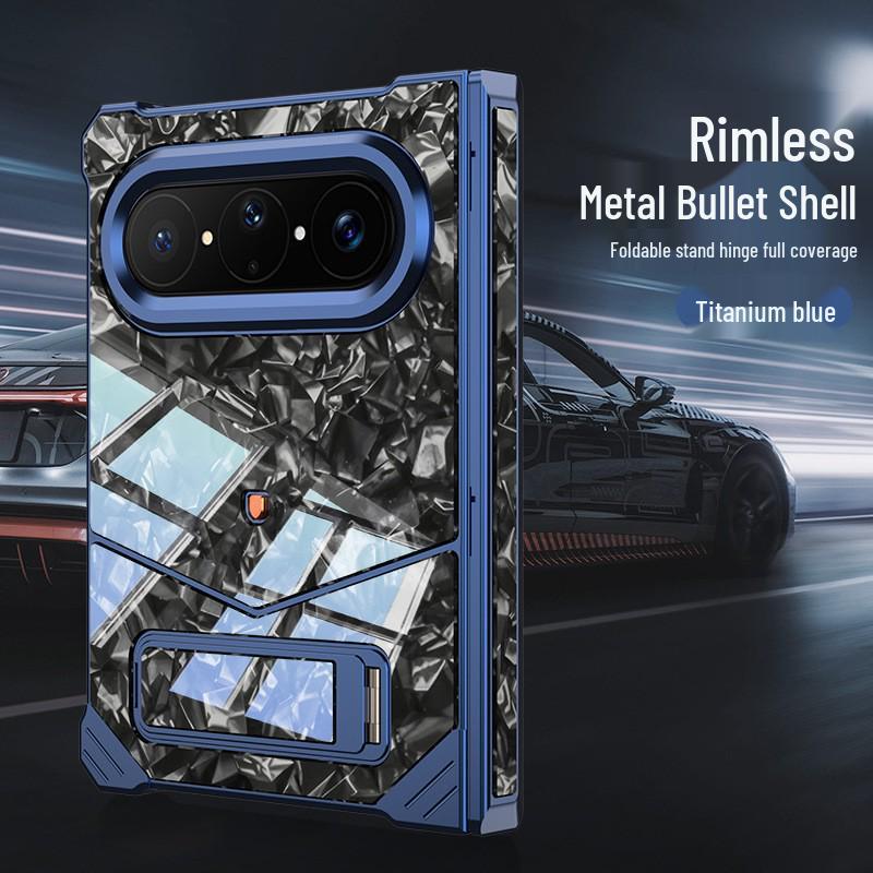 Складной чехол для телефона Huawei Puraxmax: Металлическая безрамочная с защитой шарнира и креативной подставкой.