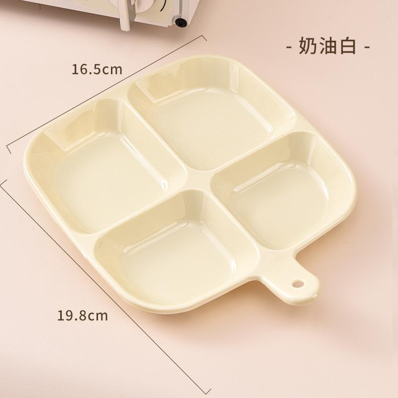 4-Compartment Serving Tray with Handle Kitchen Storage Plate Portable Snack Fruit Tray Multifunctional Kids Plate Hanging Home Use