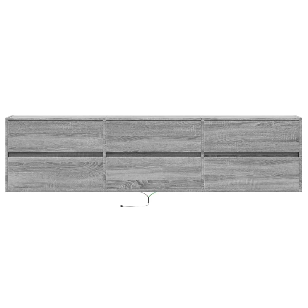 Wall Mounted TV Cabinet with LED Lighting Grey Sonoma 180 x 31 x 45 cm