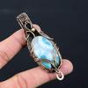 Larimar Gemstone Pure Copper Wire Wrapped Handmade Pendant Jewelry For Woman