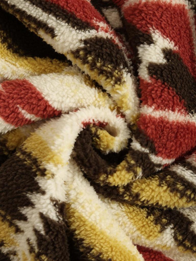 ZAFUL Мужская флисовая толстовка с этническим ацтекским принтом, застежкой-молнией на четверть длины и воротником-стойкой