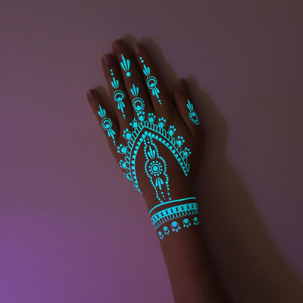 1 лист белой хны для татуировки, светящаяся синяя временная татуировка для руки