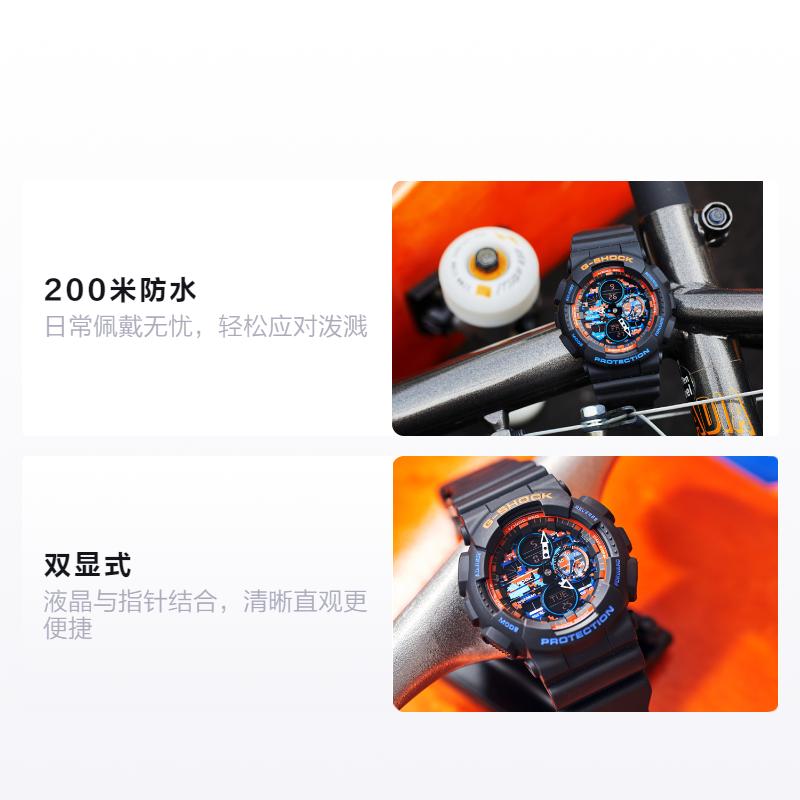 Casio Серия G-SHOCK с двойным ЖК/стрелочным дисплеем, серия на тему городской битвы, ночной бой, двойной дисплей, модный уличный камуфляж, 200 метров GA-140CT-1APR