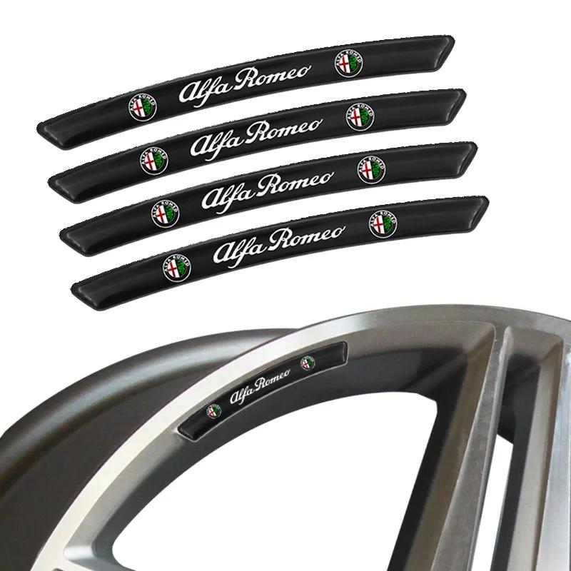 IMKC9 4Pcs Car styling Wheel Aluminum Sticker Auto Stickers For Alfa Romeo Giulia Stelvio Brera 147 156 159 166 Giulietta Mito Tonale