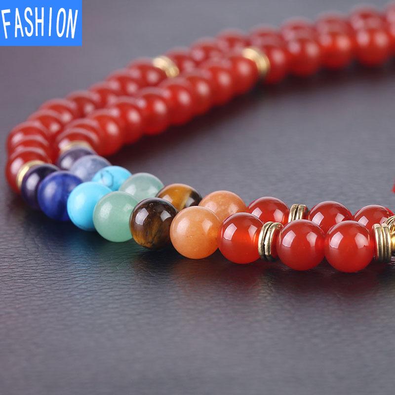 Браслет-четки из 108 бусин, индийский позолоченный браслет «Ловец снов», натуральный кристаллический камень, 7 чакр, браслет для йоги