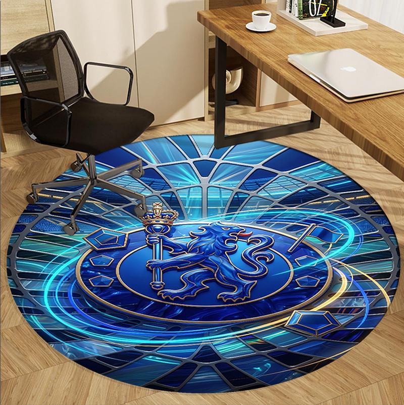 Chelsea Football Club Pattern Round Rug, Indoor/Outdoor Mat, for Picnic, Gameroom, Bedroom, Office, Living Room, Home Decor Carpet, Birthday Gift