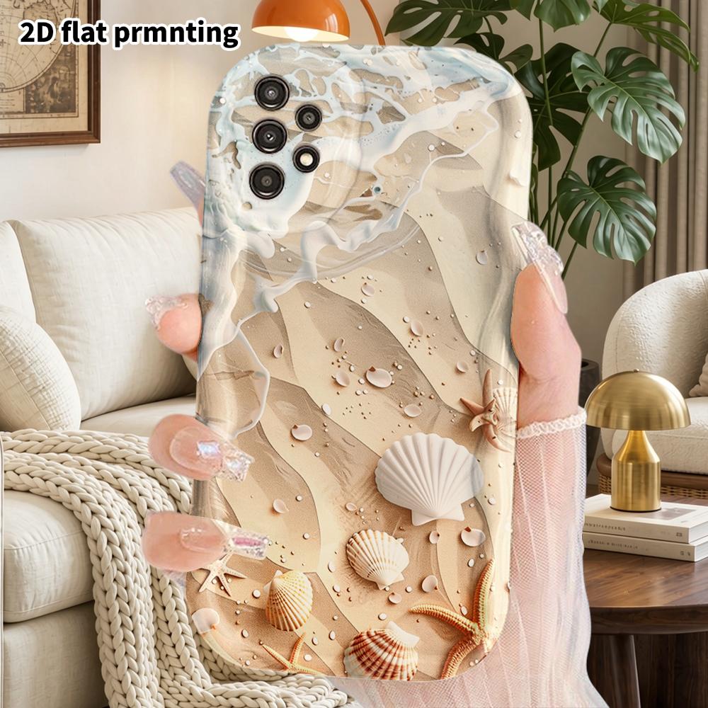Phone Case: 2D Flat Samsung Galaxy A34 A35 M05 M06 S20 S22 S21 FE Plus 5G Protective Case, Couples Style, Shell Waves, Christmas and Halloween Gift