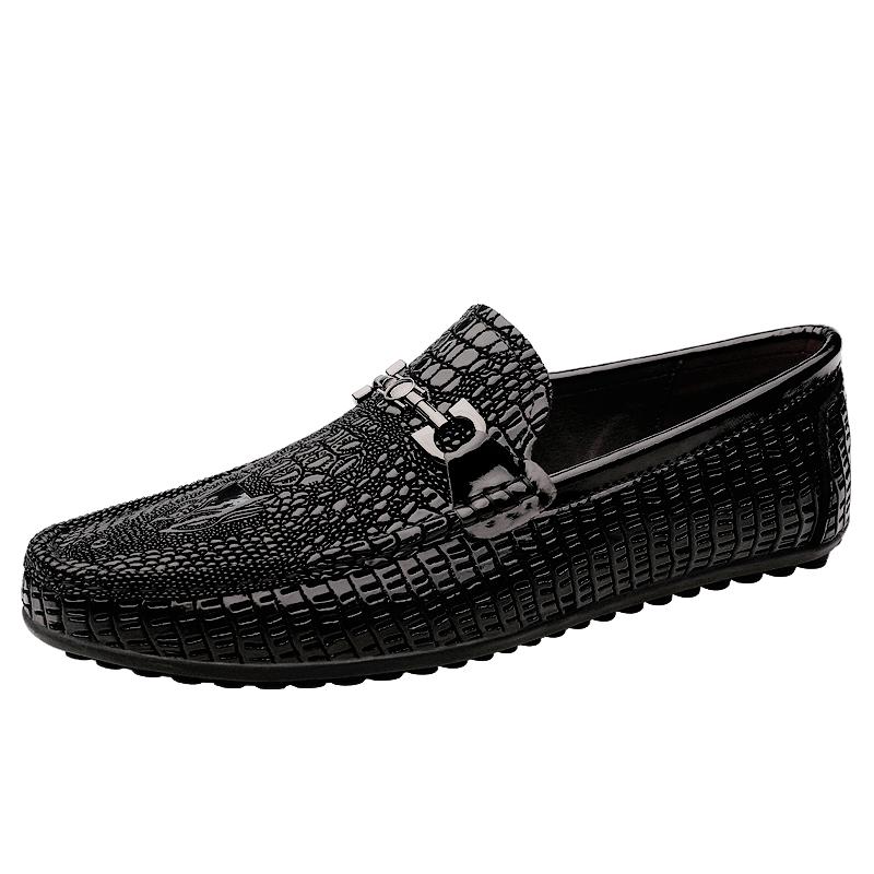 Luxury Brand Crocodile Pattern Mens Loafers Sequins Mocassins High Quality Men Casual Shoes Genuine Leather Designers Men Shoes