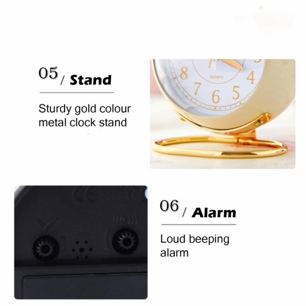 Retro Luminous Alarm Clock Colourful Metal Frame Student Alarm Clock Silent Nordic Style Table Clock Living Room