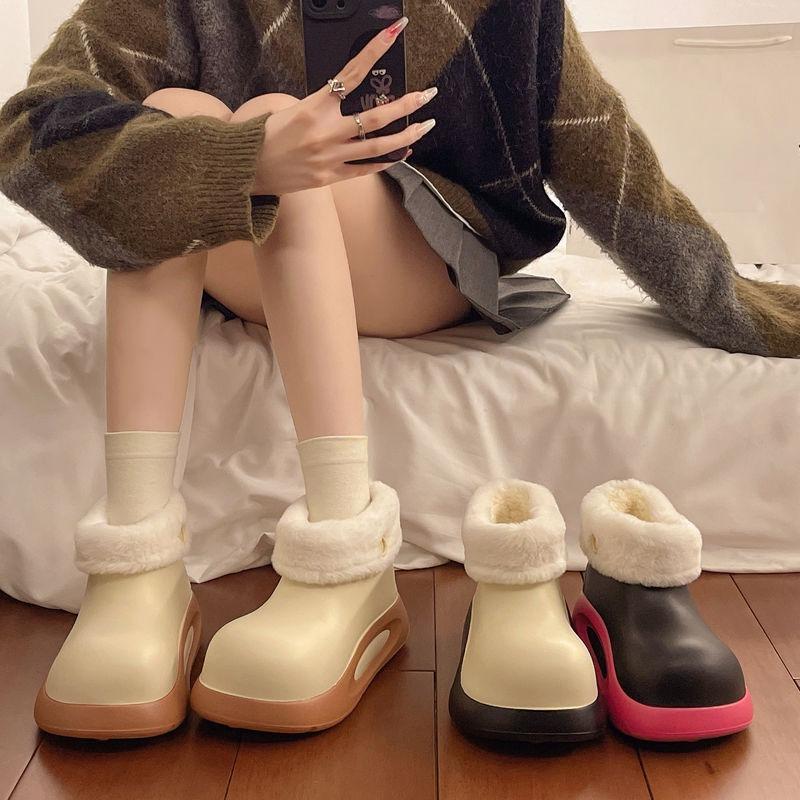 Cute Round Toe Platform Color Blocking Ladies Shoes Sale Designer Luxury Winter 2025 Novelty Fashion Plush Women's Snow Boots