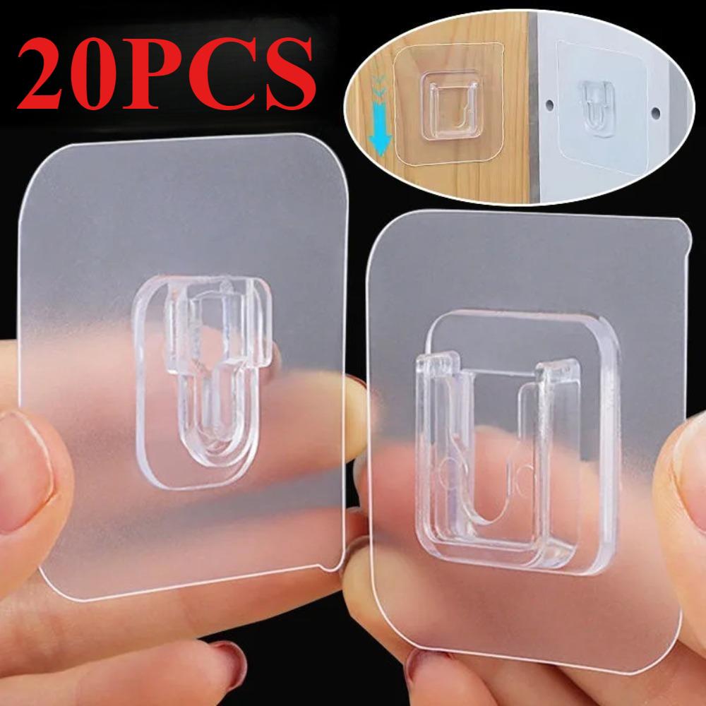 20 шт. Двусторонние самоклеящиеся настенные крючки Прозрачные Невидимые Бесследные Крючки Настенный Держатель для хранения Кухонный Органайзер для Спальни