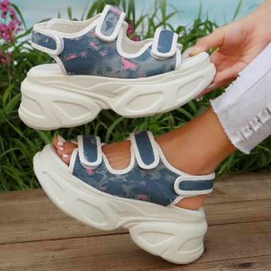 Сандалии на платформе в европейском и американском стиле на липучках – Большие размеры, Модный дизайн на толстой подошве