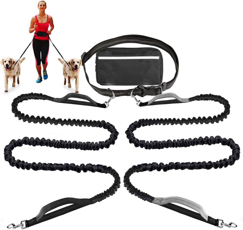 Outdoor running pet leash nylon reflective night run walk fanny pack leash dog leash set