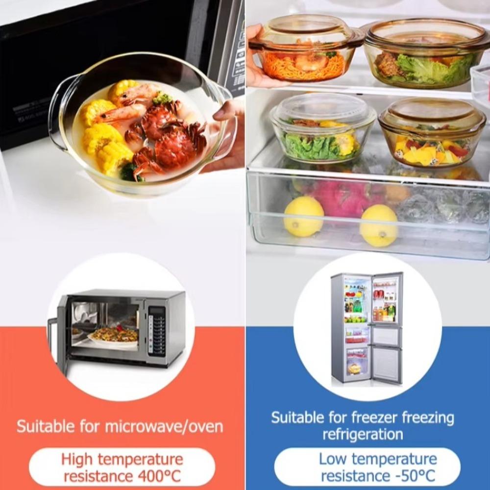 Высококачественная хрустальная миска из боросиликатного стекла, термостойкая бытовая кастрюля для приготовления пищи, контейнер для хранения продуктов