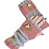 Embroidered Bird Half Finger Gloves Soft Y2k Winter Mittens Cool Knitted Fingerless Gloves  Lady