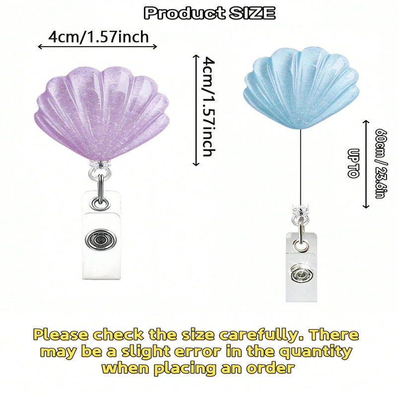 Блестящий бейдж-ролик с ракушкой, выдвижной держатель для бейджа ID-карты, бейдж для имени, рабочий зажим-крокодил для учителей, офисных сотрудников, медсестер