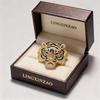 Luxury Gold Plated Copper Tiger Head Brooch, Full Paved CZ Crystal Animal Pin for Men Women Suit Accessory