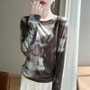 Women S Long Sleeve Tie Dye Print Knit T Shirt Inner Wear
