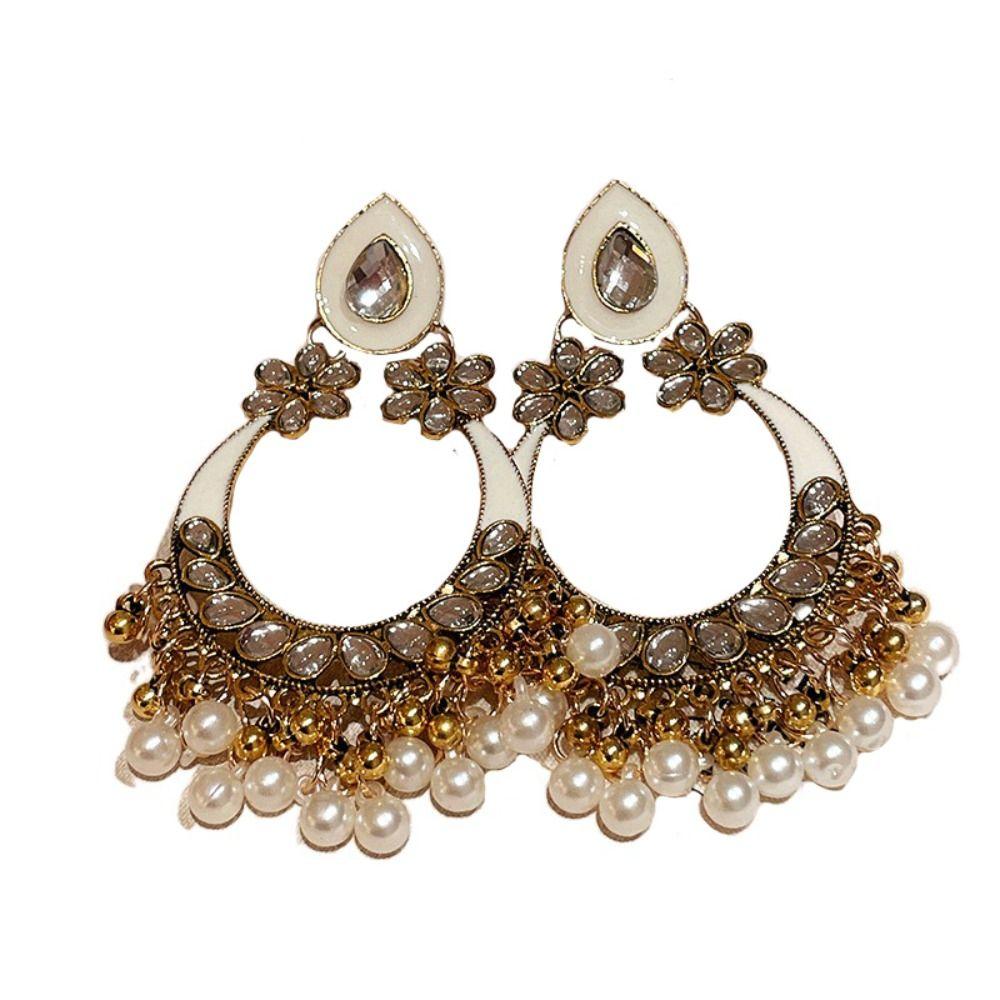 Beaded Tassel Tassel Water Droplet Earrings Rhinestone Exaggerated Tassel Earrings Girls Gift
