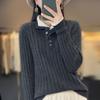 Women Autumn Winter Casual Turn Down Collar Pullover Cashmere Sweater Wool Knitwear Clothing