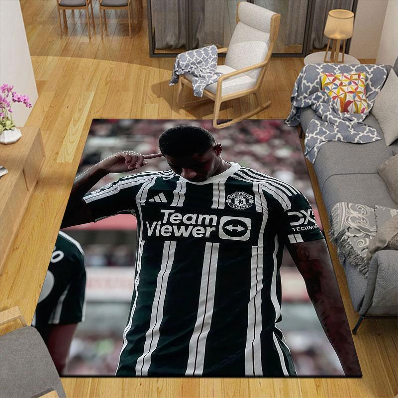 Rashford Flannel Printed Carpet, Home Sofa Decoration for Living Room & Bedroom, Non‑Slip Play Flannel Floor Mat for Game Room