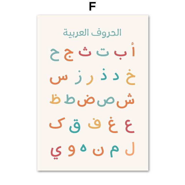 Ahape Color Planet Арабский алфавит Номер Образование Искусство Холст Картина Плакаты на скандинавскую тему и принты Настенные картины Декор для детской комнаты Без рамки