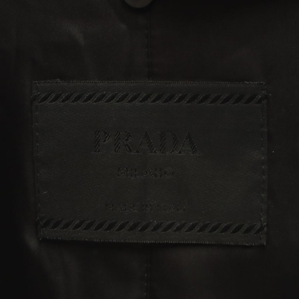 Prada Made In Italy Stainless Collar Coat L Black With Liner Women Used