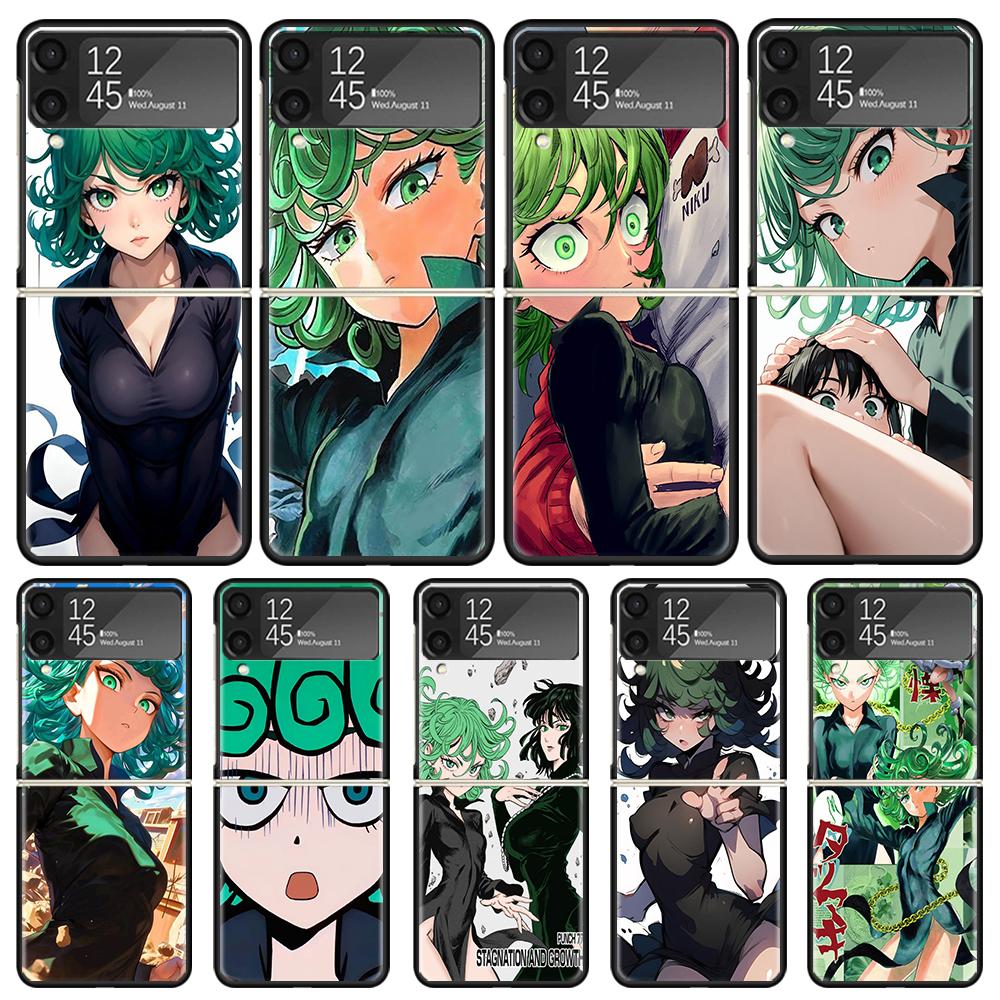 Чехол Hard Black с изображением Тацумаки из One-Punch Man для телефона Samsung Galaxy Z Flip 7 6 5 4 3 5G Чехол Flip7 Flip6 Flip5 Flip4 Flip3 Patte