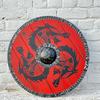 60.96 Cm Viking Round Shield Red Dragon Medieval Wooden Shield for LARP, Cosplay, Wall Decor Norse Handmade Prop for Reenactment