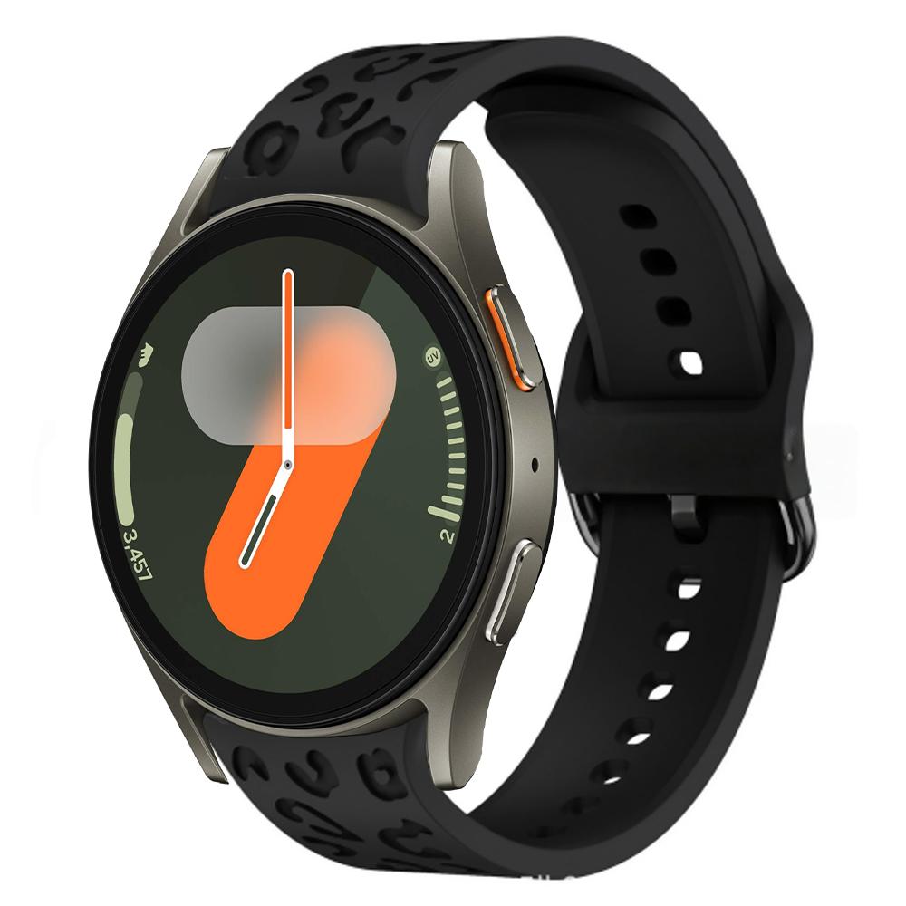 Engraved Strap For Samsung Galaxy Watch 7 FE 6 4 5 pro Silicone Leopard No Gaps Bracelet correa Galaxy Watch6 Classic 20mm band