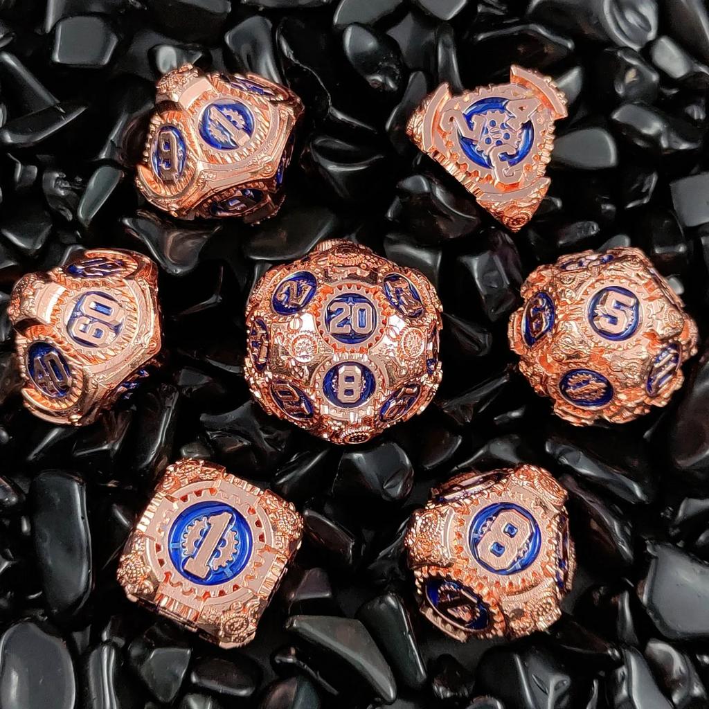 7 шт./набор игральных костей Gear Metal Dnd, набор многогранных игральных костей с цифрами для настольной игры Dnd TRPG Cthulhu COC Running Team D6