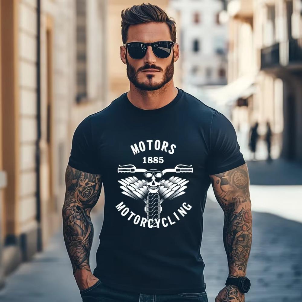 Skull T Shirt Men Black Tshirt Fashion Motorcycle Punk 3D Printed Hip Hop Mens T-shirt Clothing Casual Cool Rock Streetwear Tees