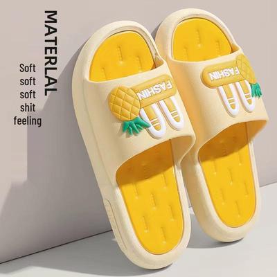 Летние женские милые мультяшные нескользящие комнатные тапочки на толстой подошве