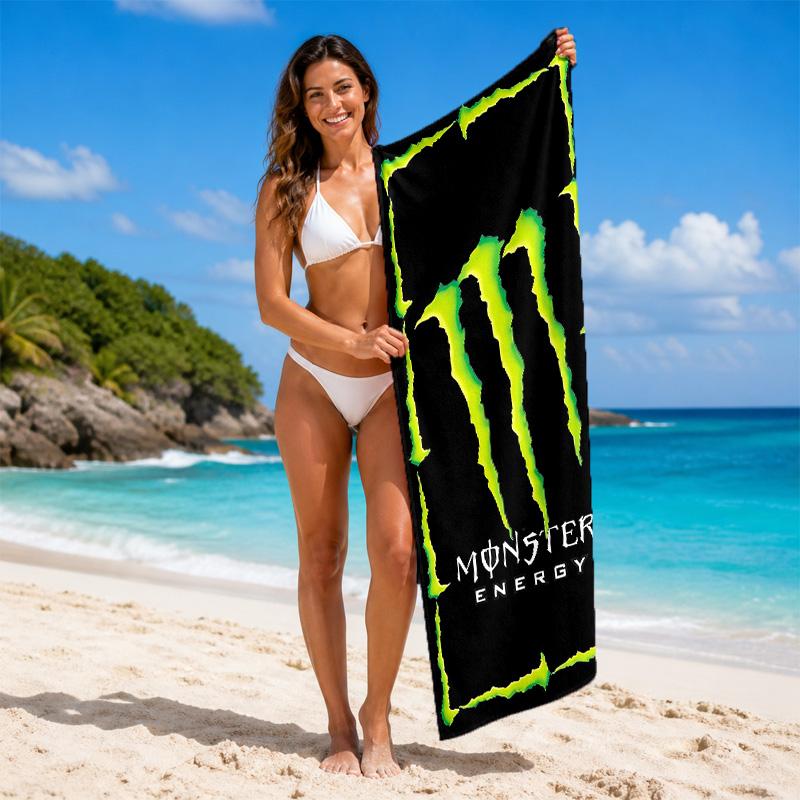 Monster Energy Быстросохнущее Микрофибровое Пляжное Полотенце Мягкое Впитывающее Устойчивое к Песку Полотенце Для Пляжа Бассейна Путешествий Лето